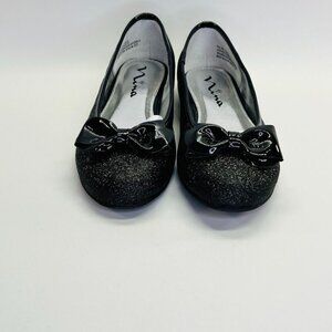 NINA Kids' Safaa Glitter Ballet Flat In Black Glitter Girls Size 4 Black